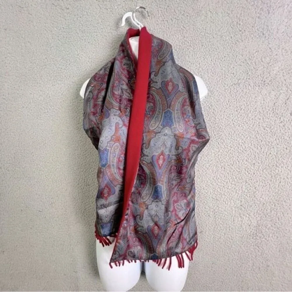 MACKENZIES MENS WOOL SCARF RED/PAISLEY